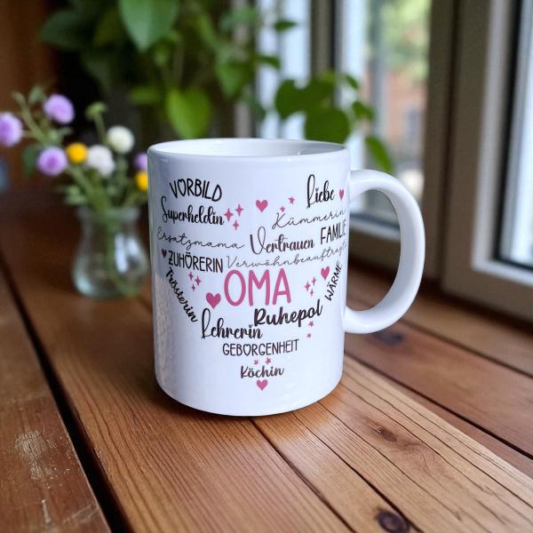 Keramiktasse Oma Muttertag Namenstasse personalisiert Kaffeetasse Teetasse - Artikel-Nr. 1100006